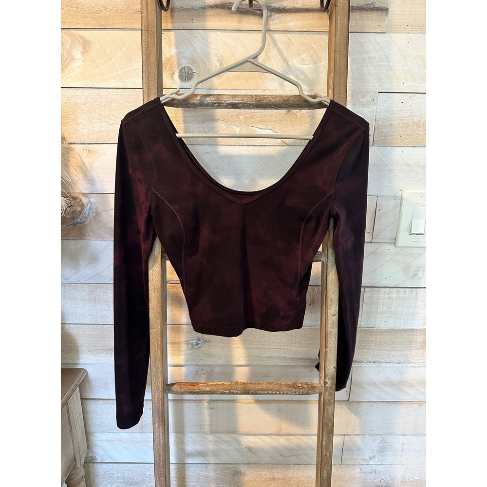 Lululemon Align Long Sleeve Shirt Diamond Dye Cassis Black Size 2 Crop Top